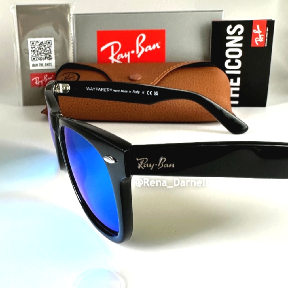 (FREE SHIPPING) RayBan Wayfarer Blue Mirror RB2140 New - Picture 7 of 16